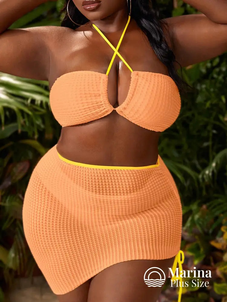 Conjunto Biquíni 3 Peças Canelado Tomara Que Caia Plus Size Conjunto Biquíni 3 Peças Canelado Tomara Que Caia Plus Size