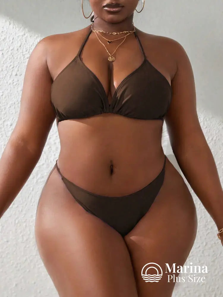 Conjunto Biquíni 3 Peças Saída Sheer Drapeada Plus Size Conjunto Biquíni 3 Peças Saída Sheer Drapeada Plus Size