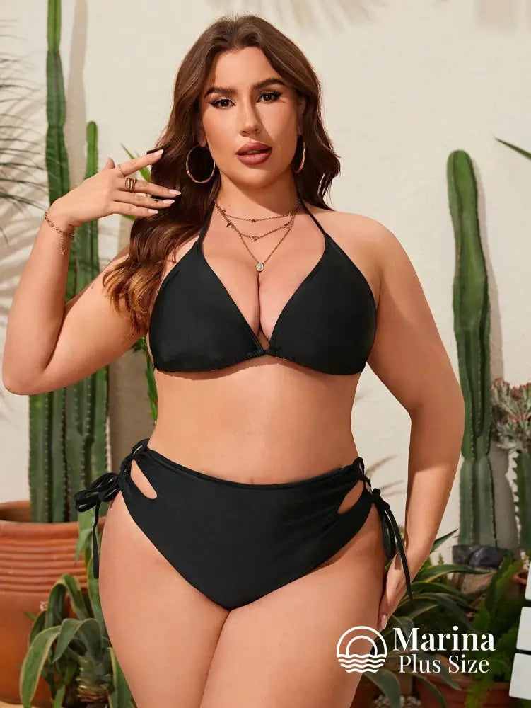 Conjunto Praia Blusa Estampada E Calcinha Lateral Plus Size Conjunto Praia Estampa Tropical Com Calça Leve Plus Size