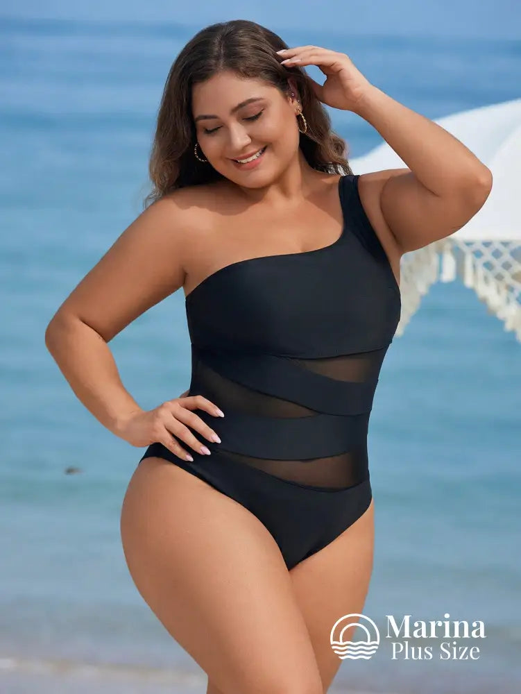 Maiô Assimétrico Tule Transparente Recortes Modernos Plus Size Maiô Assimétrico Tule Transparente Recortes Modernos