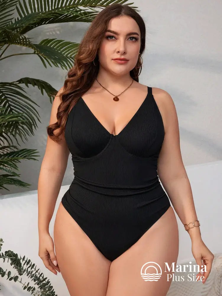 Maiô Canelado Bojo Estruturado Modelagem Elegante Plus Size Maiô Canelado Bojo Estruturado Modelagem Elegante Plus Size