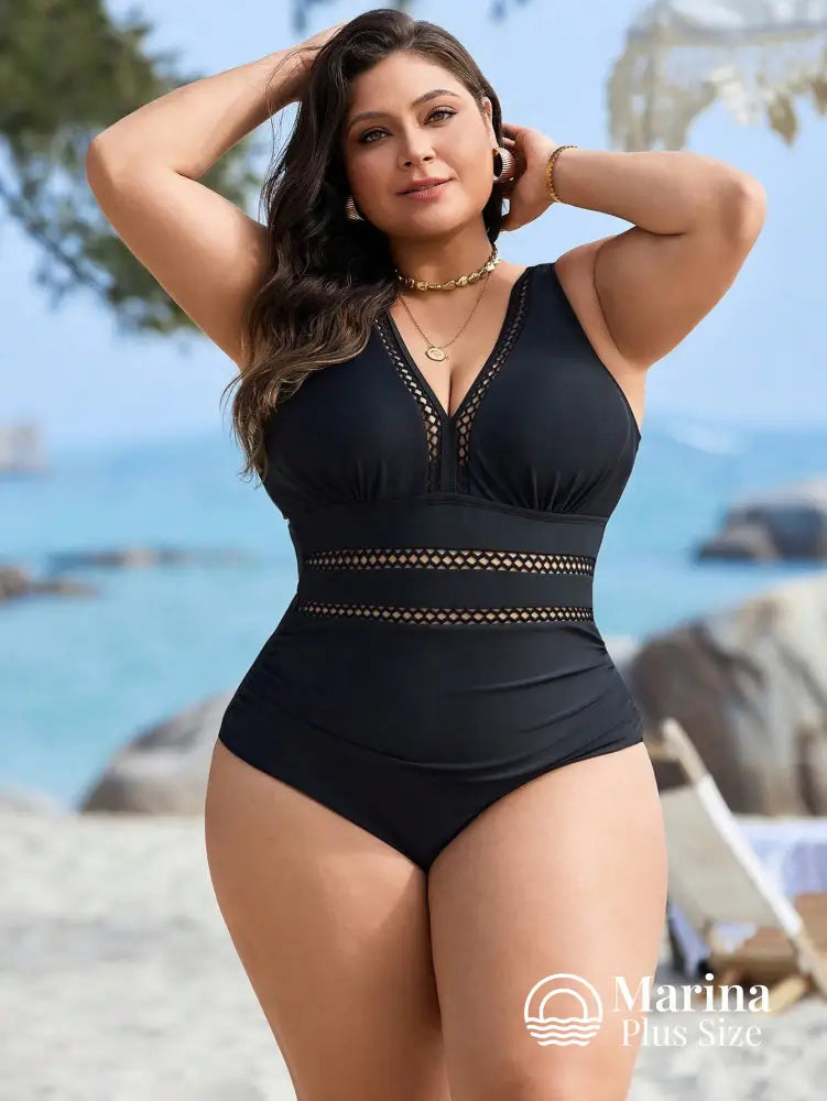 Maiô Elegante Detalhe Rendada Na Cintura Plus Size Maiô Elegante Detalhe Rendada Na Cintura Plus Size