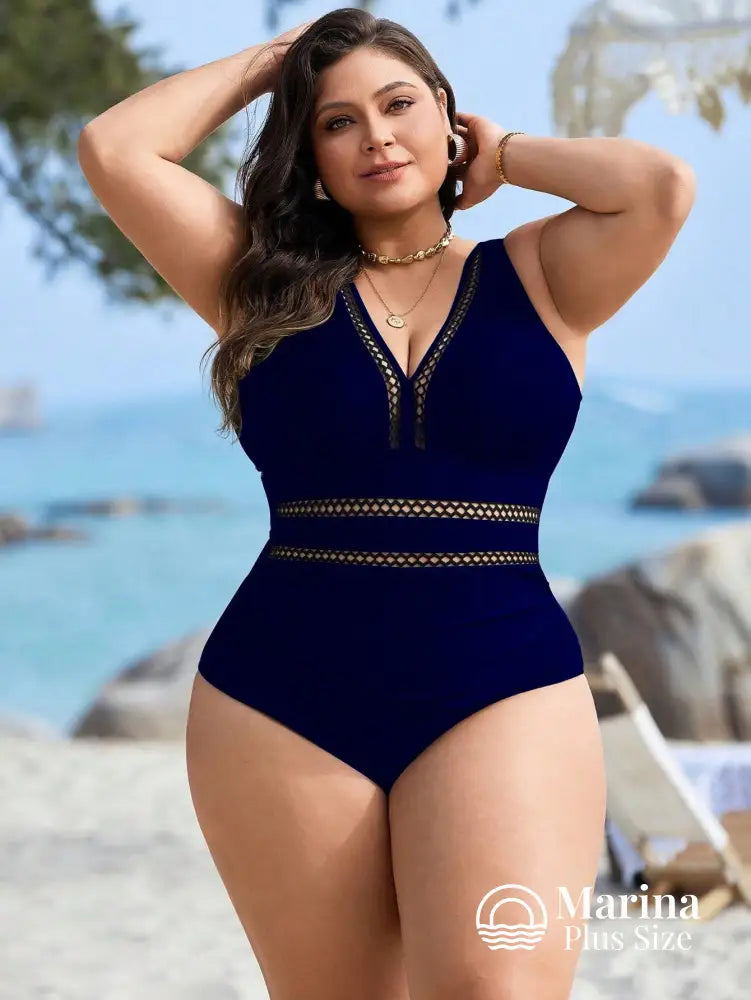 Maiô Elegante Detalhe Rendada Na Cintura Plus Size Maiô Elegante Detalhe Rendada Na Cintura Plus Size