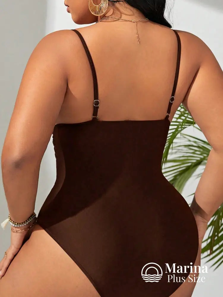 Maiô Franzido Amarração Frontal Efeito Modelador Plus Size Maiô Franzido Amarração Frontal Efeito Modelador Plus Size
