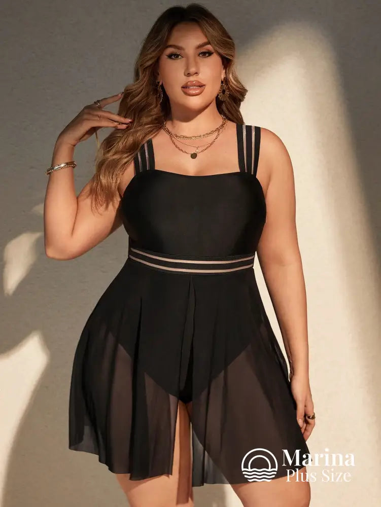 Maiô Saia Tule Assimétrica Cintura Marcada Plus Size Maiô Saia Tule Assimétrica Cintura Marcada Plus Size