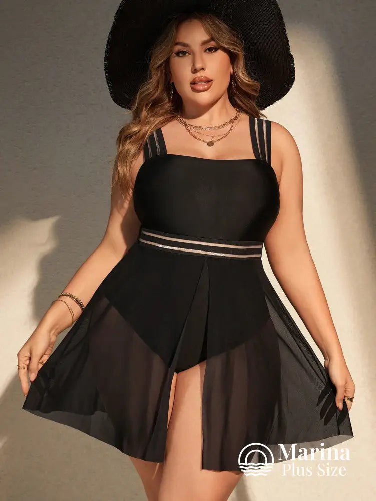 Maiô Saia Tule Assimétrica Cintura Marcada Plus Size Maiô Saia Tule Assimétrica Cintura Marcada Plus Size
