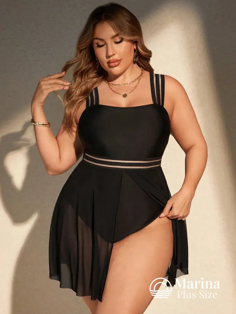 Maiô Saia Tule Assimétrica Cintura Marcada Plus Size Maiô Saia Tule Assimétrica Cintura Marcada Plus Size