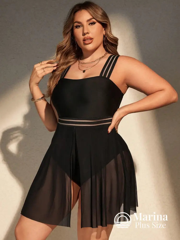 Maiô Saia Tule Assimétrica Cintura Marcada Plus Size Maiô Saia Tule Assimétrica Cintura Marcada Plus Size