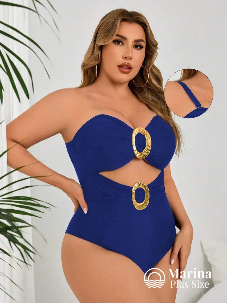 Maiô Tomara Que Caia Recorte Frontal Argolas Metálicas Plus Size Maiô Tomara Que Caia Recorte Frontal Argolas Metálicas