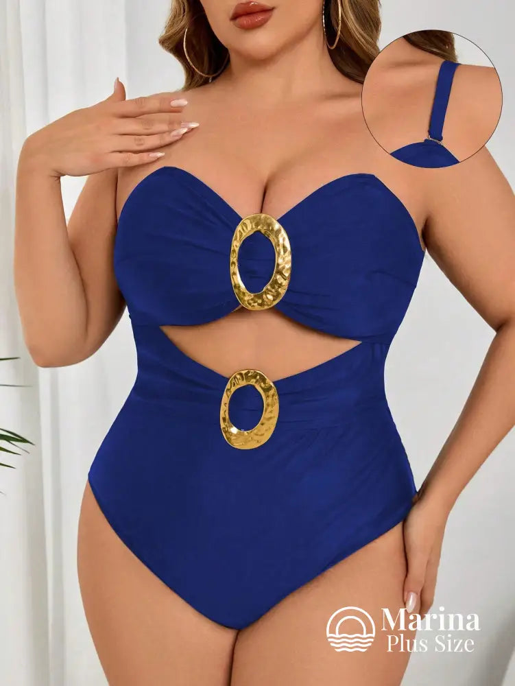 Maiô Tomara Que Caia Recorte Frontal Argolas Metálicas Plus Size Maiô Tomara Que Caia Recorte Frontal Argolas Metálicas