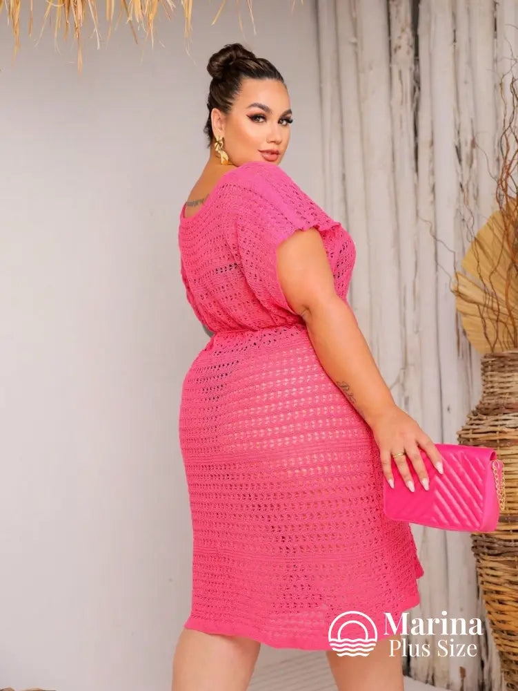 Saída De Praia Curta Crochê Caimento Leve Plus Size Saída De Praia Curta Crochê Caimento Leve Plus Size