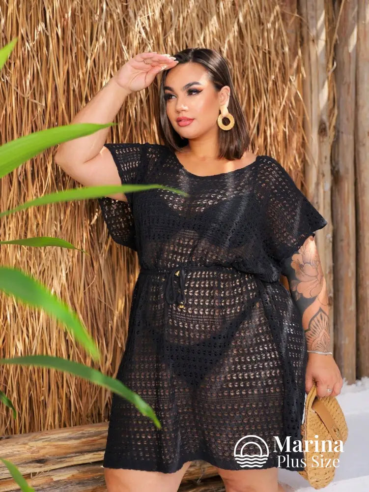 Saída De Praia Curta Crochê Caimento Leve Plus Size Saída De Praia Curta Crochê Caimento Leve Plus Size