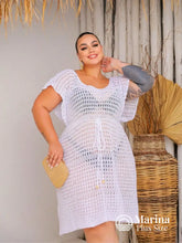 Saída De Praia Curta Crochê Caimento Leve Plus Size Branco / G Saída De Praia Curta Crochê Caimento Leve Plus Size