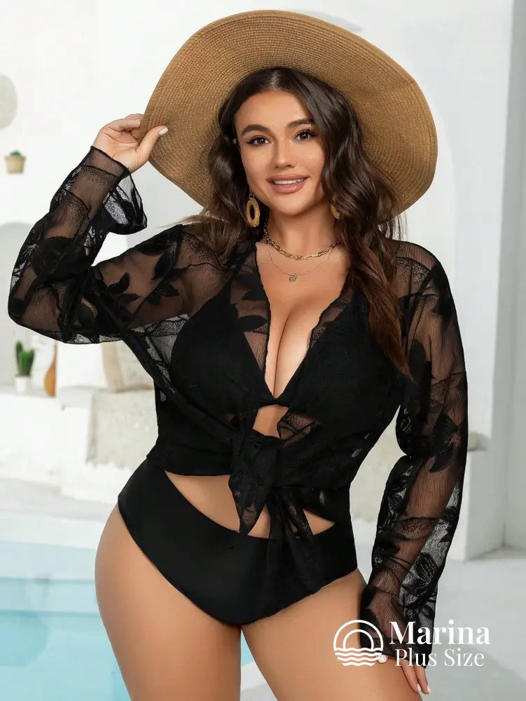 Saída De Praia Curta Tule Floral Transparente Plus Size Saída De Praia Curta Tule Floral Transparente Plus Size