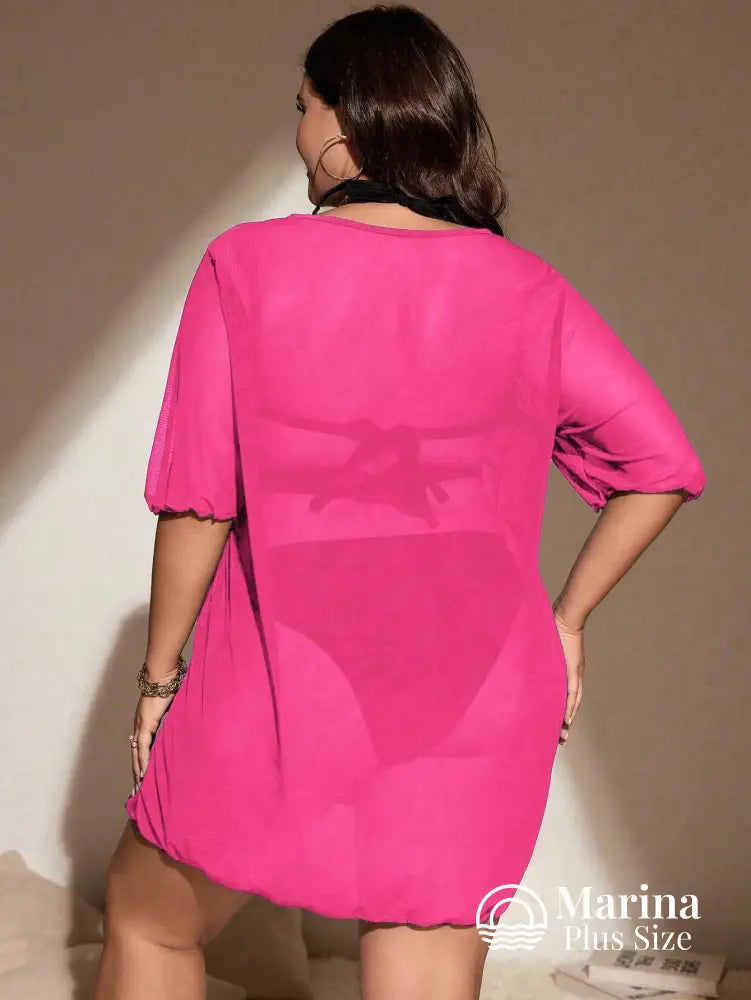 Saída De Praia Curta Tule Transparente Fendas Plus Size Saída De Praia Curta Tule Transparente Fendas Plus Size