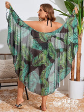 Saída De Praia Longa Assimétrica Estampa Folhagem Plus Size Verde / G Saída De Praia Longa Assimétrica Estampa Folhagem