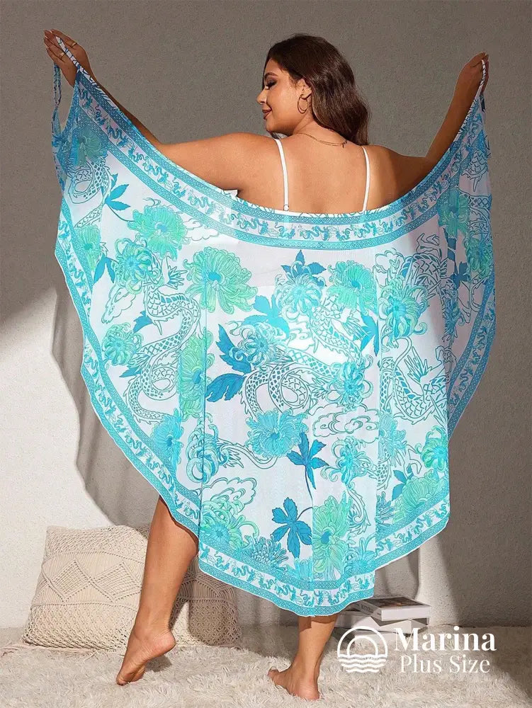 Saída De Praia Longa Pareô Estampa Floral Suave Plus Size Saída De Praia Longa Pareô Estampa Floral Suave Plus Size