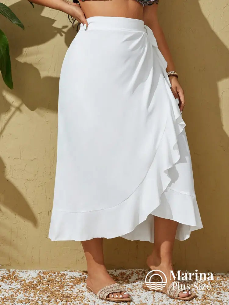 Saída De Praia Pareô Assimétrico Babados Plus Size Saída De Praia Pareô Assimétrico Babados Plus Size