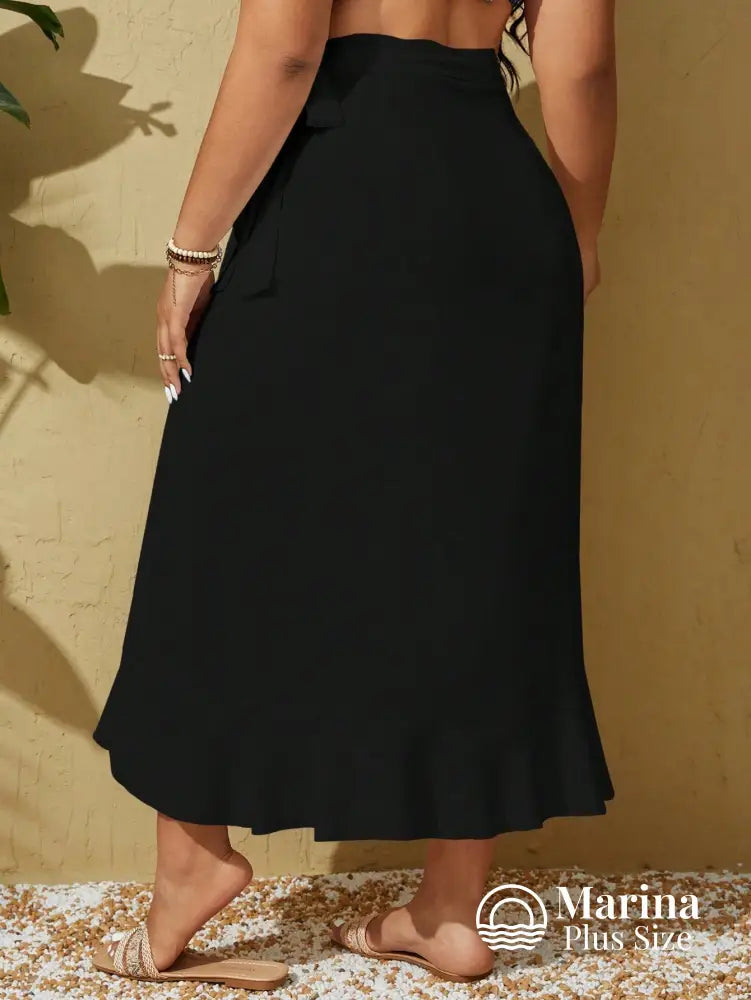 Saída De Praia Pareô Assimétrico Babados Plus Size Saída De Praia Pareô Assimétrico Babados Plus Size