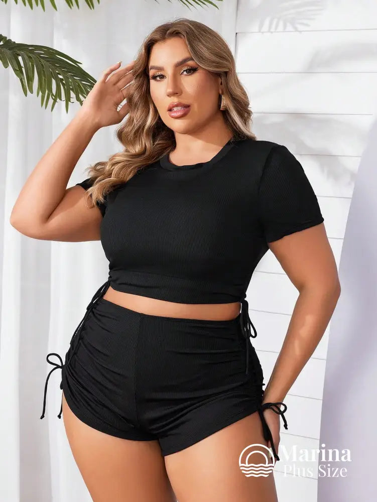 Tankini Esportivo Cropped Amarração Lateral Plus Size Tankini Esportivo Cropped Amarração Lateral Plus Size