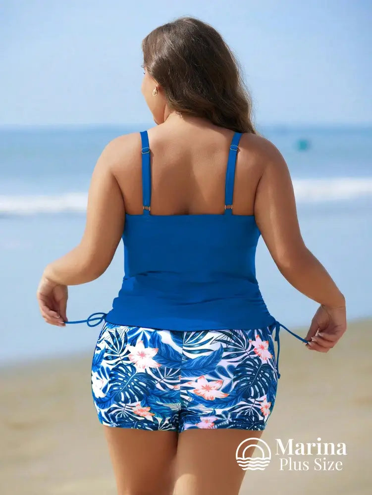 Tankini Esportivo Estilo Surf Estampa Tropical Plus Size Tankini Esportivo Estilo Surf Estampa Tropical Plus Size