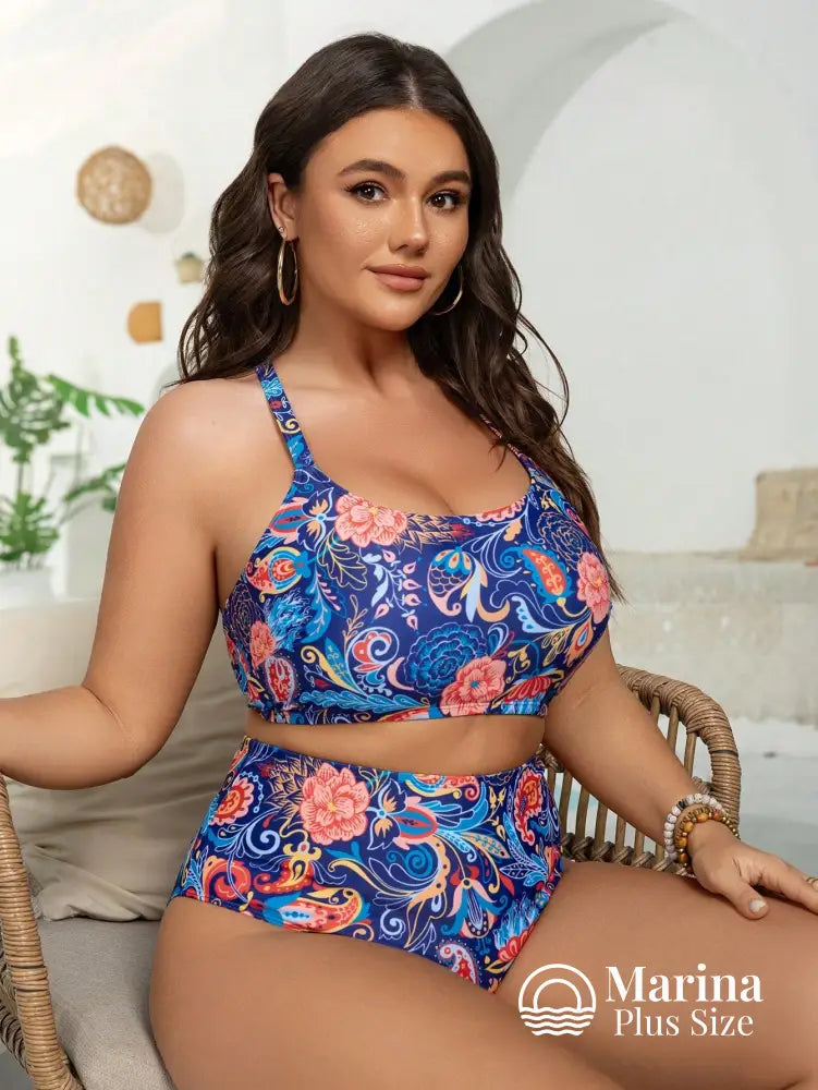 Tankini Regata Lisa Estampa Paisley Plus Size Tankini Regata Lisa Estampa Paisley Plus Size