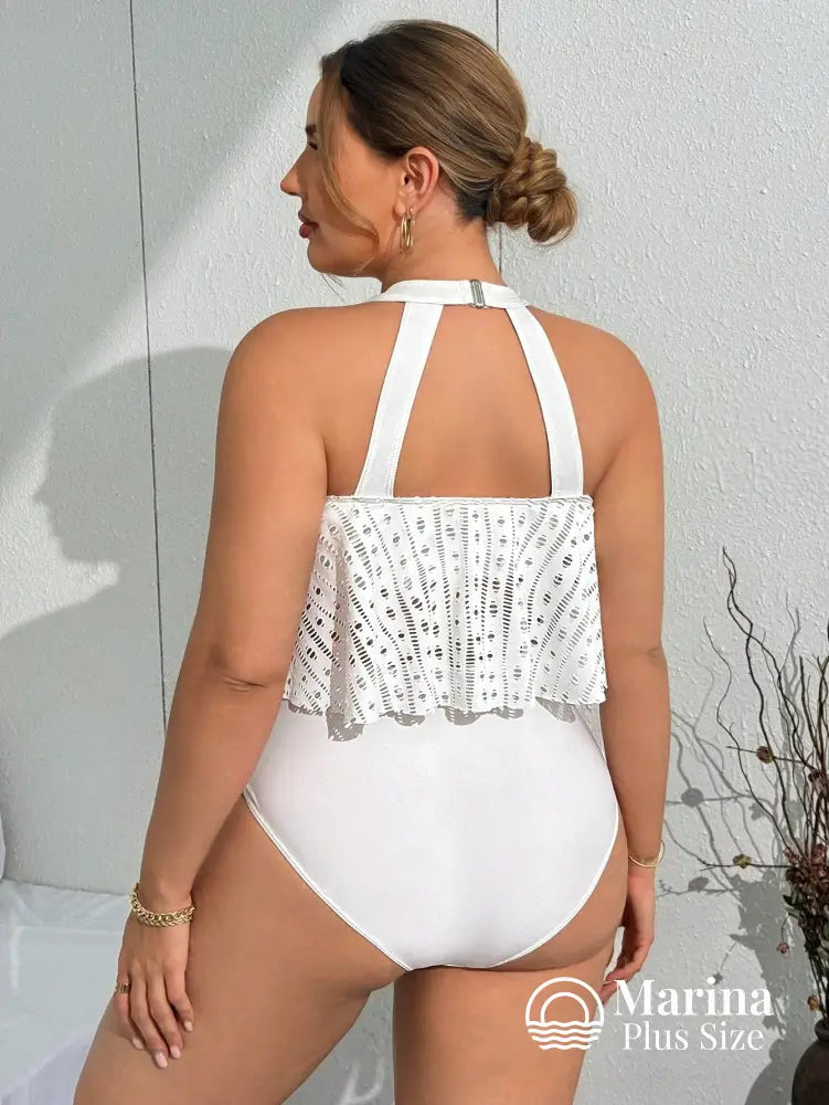 Tankini Rendado Estilo Halter Cintura Alta Plus Size Tankini Rendado Estilo Halter Cintura Alta Plus Size