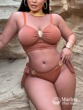Biquíni Bustiê Lurex Aviamentos Dourados Plus Size Biquíni Bustiê Lurex Aviamentos Dourados Plus Size