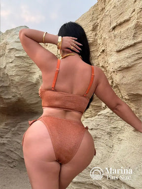 Biquíni Bustiê Lurex Aviamentos Dourados Plus Size Biquíni Bustiê Lurex Aviamentos Dourados Plus Size