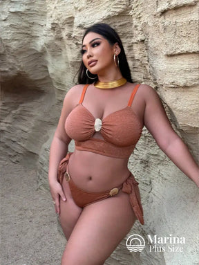 Biquíni Bustiê Lurex Aviamentos Dourados Plus Size Biquíni Bustiê Lurex Aviamentos Dourados Plus Size