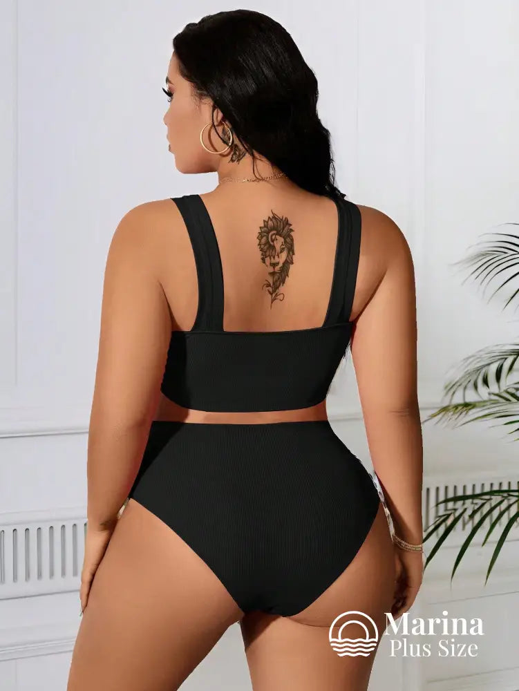 Biquíni Canelado Amarração Frontal Plus Size Biquíni Canelado Amarração Frontal Plus Size