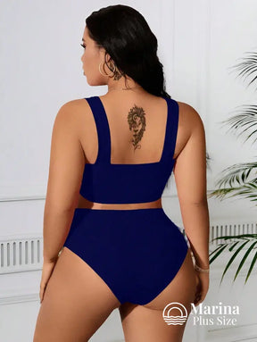 Biquíni Canelado Amarração Frontal Plus Size Biquíni Canelado Amarração Frontal Plus Size