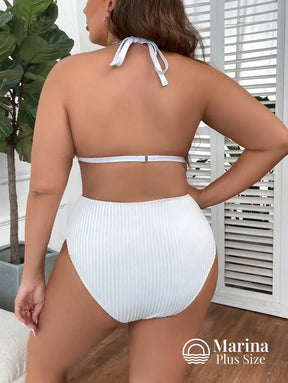 Biquíni Canelado Cortininha Cintura Alta Plus Size Biquíni Canelado Cortininha Cintura Alta Plus Size