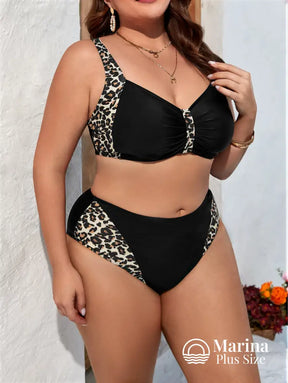 Biquíni Cintura Alta Detalhe Animal Print Plus Size Biquíni Cintura Alta Detalhe Animal Print Plus Size