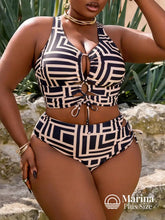 Biquíni Com Recortes E Amarração Frontal Plus Size Multicolorido / G Biquíni Com Recortes E Amarração Frontal Plus Size
