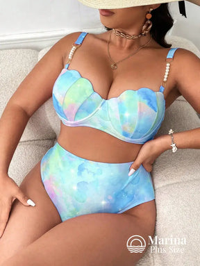 Biquíni Concha Bojo Pérolas Plus Size Azul / G Biquíni Concha Bojo Pérolas Plus Size