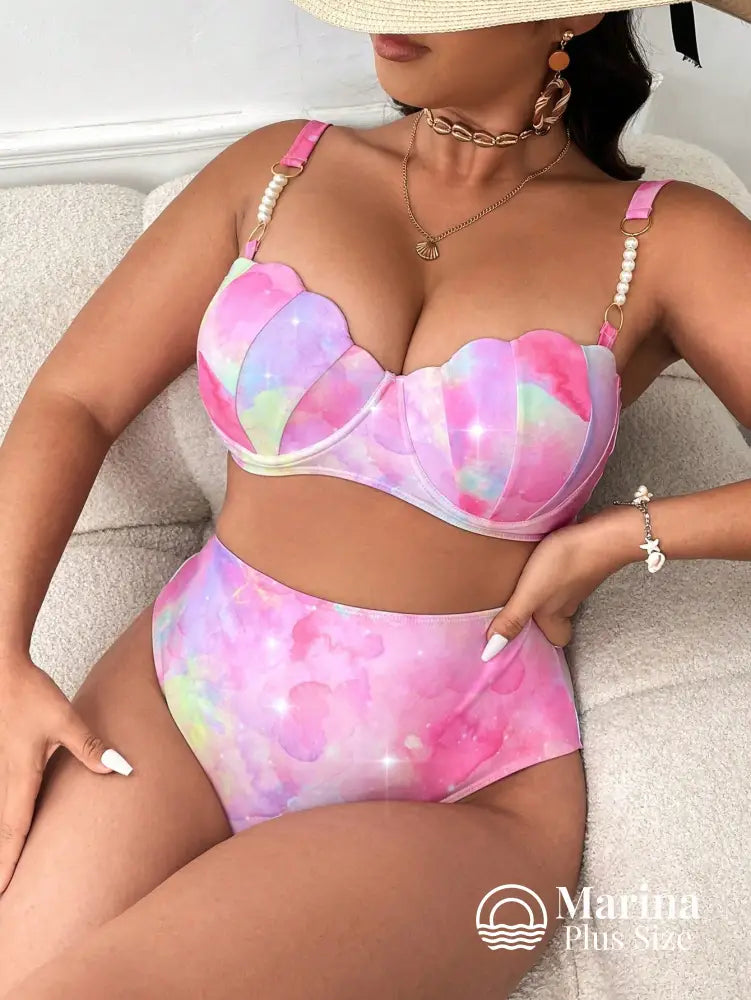 Biquíni Concha Bojo Pérolas Plus Size Rosa / G Biquíni Concha Bojo Pérolas Plus Size