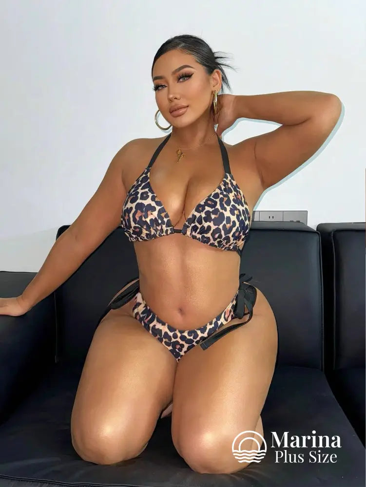 Biquíni Cortininha Estampa Animal Print Plus Size Preto / G Biquíni Cortininha Estampa Animal Print Plus Size