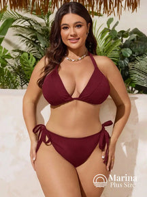 Biquíni Cortininha Lateral Ajustável Lycra Plus Size Vinho / G Biquíni Cortininha Lateral Ajustável Lycra Plus Size