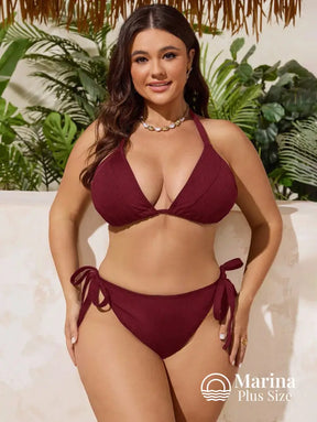 Biquíni Cortininha Lateral Ajustável Lycra Plus Size Vinho / G Biquíni Cortininha Lateral Ajustável Lycra Plus Size