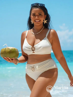 Biquíni Detalhe Estrela Do Mar Cintura Alta Plus Size Biquíni Detalhe Estrela Do Mar Cintura Alta Plus Size
