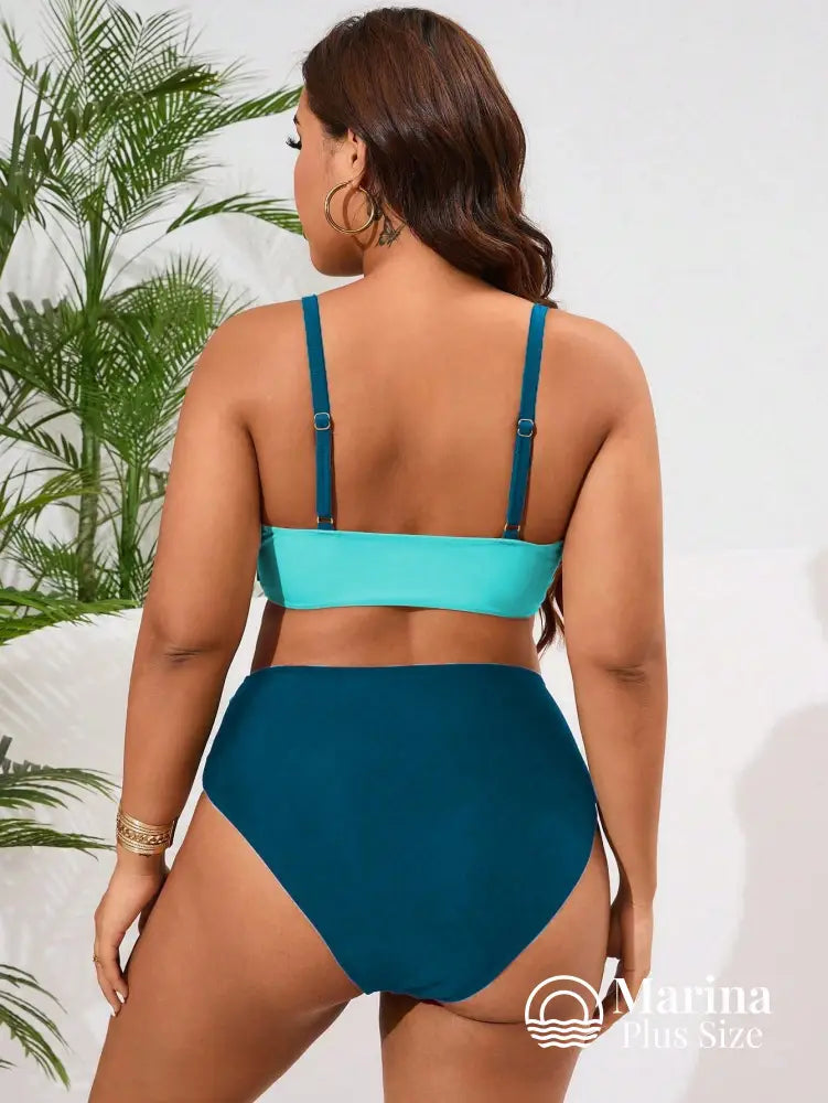 Biquíni Duas Cores Top Cruzado Cintura Alta Plus Size Biquíni Duas Cores Top Cruzado Cintura Alta Plus Size