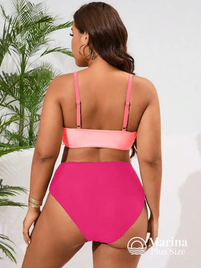 Biquíni Duas Cores Top Cruzado Cintura Alta Plus Size Biquíni Duas Cores Top Cruzado Cintura Alta Plus Size