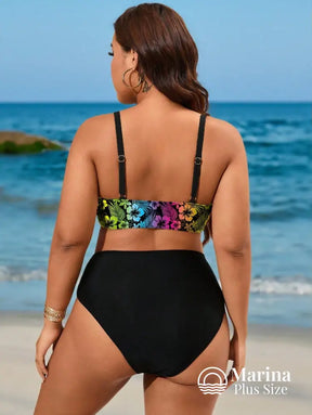 Biquíni Duas Cores Top Cruzado Cintura Alta Plus Size Biquíni Duas Cores Top Cruzado Cintura Alta Plus Size