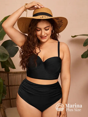 Biquíni Estruturado Corset Cintura Alta Plus Size Preto / G Biquíni Estruturado Corset Cintura Alta Plus Size