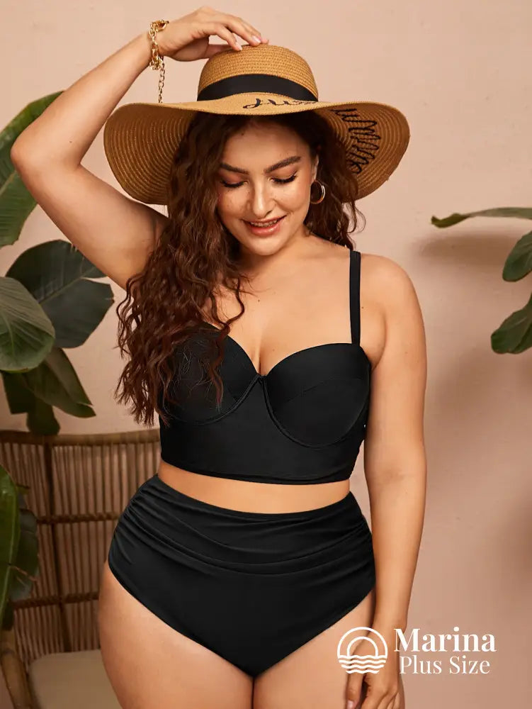 Biquíni Estruturado Corset Cintura Alta Plus Size Preto / G Biquíni Estruturado Corset Cintura Alta Plus Size