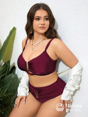 Biquíni Estruturado Fivela Cintura Alta Plus Size Biquíni Estruturado Fivela Cintura Alta Plus Size