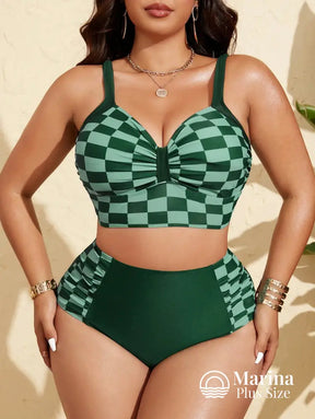 Biquíni Estruturado Xadrez Cintura Alta Plus Size Biquíni Estruturado Xadrez Cintura Alta Plus Size