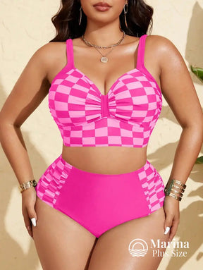 Biquíni Estruturado Xadrez Cintura Alta Plus Size Biquíni Estruturado Xadrez Cintura Alta Plus Size