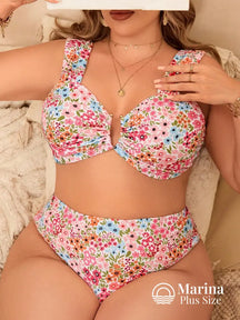 Biquíni Floral Bojo Alças Largas Plus Size Multicolorido / G Biquíni Floral Bojo Alças Largas Plus Size